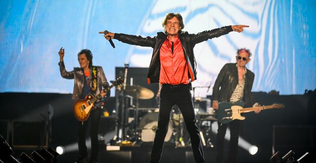 Mick Jagger, Ronnie Wood och Keith Richards när Rolling Stones uppträdde i Friends Arena på söndagskvällen. Ali Lorestani/TT