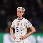 Megan Rapinoe efter straffläggningen. 