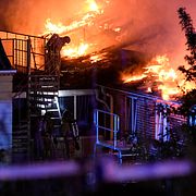 Asylboendet i Snårestad under onsdagens brand.