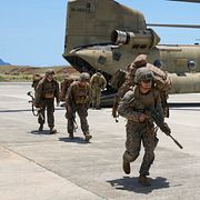 Amerikanska soldater under en övning. Arkivbild.