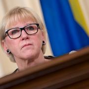 Margot Wallström vid dagens möte i Moskva.