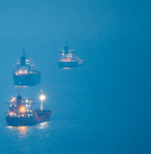 Oil tanker ships are anchored at the Black Sea near the Bosphorus strait in Istanbul, Turkey, Thursday, Dec. 15, 2022. Emrah Gurel / AP