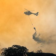Räddningstjänsten bekämpar en brand i Rom under tisdagen. 