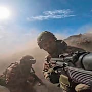 Ryska försvarsdepartementets bild från frontlinjen i Ukraina tidigare i år. 