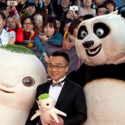 Karaktärer från filmerna Kung Fu Panda och Monster Hunt under en filmfestival i Kina