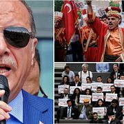 Erdogan, turkar i traditionella ottomanska kläder, tysk-armenier som tackar tyska parlamentet.