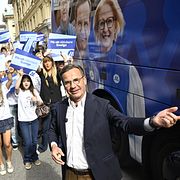 Kristersson i Stockholm, 3 augusti.