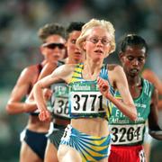 Sara Wedlund springer i OS i Atlanta 1996.