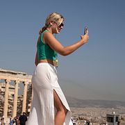 Turist i Aten, arkivbild.