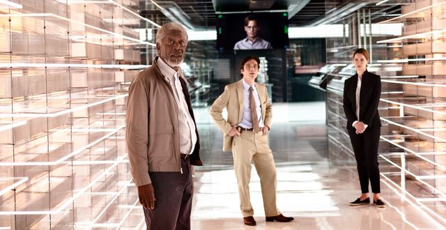 Morgan Freeman, Cillian Murphy och Rebecca Hall i en scen från Transcendence, 2017. Peter Mountain / TT NYHETSBYRÅN