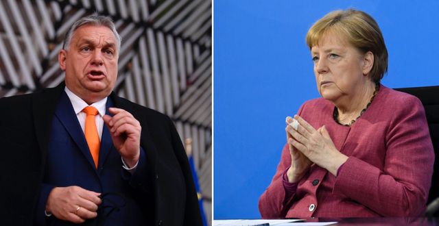 Ungerns president Viktor Orbán och Tysklands förbundskansler Angela Merkel. TT