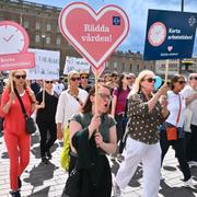 Vårdförbundet höll en manifestation i Stockholm under onsdagen. 