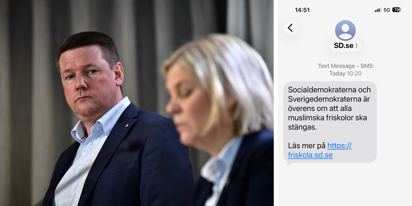 Socialdemokraternas partiledare Magdalena Andersson och partisekreterare Tobias Baudin.