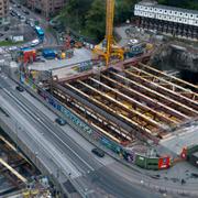 Bygget av Västlänken vid Korsvägen. 