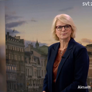 Oscar Sjöstedt och Elisabeth Svantesson i Aktuelltstudion.