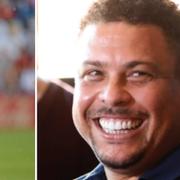 Bild 1: Real Valladolids spelare blir uppsnurrade av Christiano Ronaldo. Bild 2: Ronaldo. Arkivbilder.