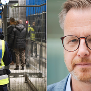 Gränskontroll, samt bild på Mikael Damberg (S). Arkivbilder.