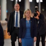 Magdalena Andersson efter att hon meddelat sitt entledigande från statsministerposten. 