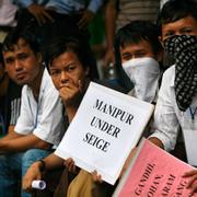 Arkivbild: Demonstration mot våldet i Manipur.