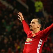 Zlatan jublar efter sitt 4–1-mål mot West Ham.