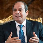 al-Sisi under ett möte med USA:s utrikesminister Blinken kort efter krigsutbrottet i Gaza förra året. 