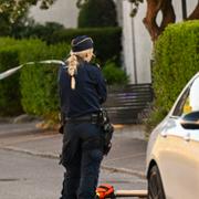 Polisen på plats efter skjutningen.