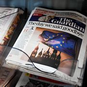 Arkivbild från 2020: Brittiska förstasidor i samband med landets officiella uttåg. 