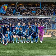 Djurgårdens spelare jublar efter fotbollsmatchen i Allsvenskan mellan Hammarby och Djurgården den 11 oktober 2026 i Stockholm.