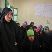 Flickor i Somalia informeras om könsstympning av Unicef i februari 2014. Arkivbild.