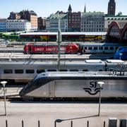 Tåg på Malmös centralstation. 