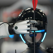 Humanoida robotar utan Världsrobotspelen i Peking förra månaden.