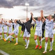 FC Rosengård firar efter söndagens seger mot Kristianstad.