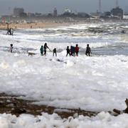 Marina Beach i Chennai, Indien. 