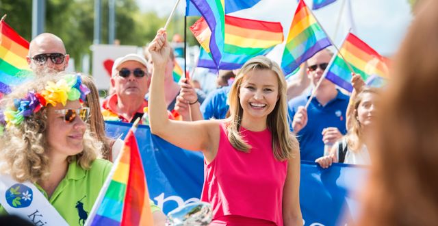 Ebba Busch på Prideparaden 2016. Erik Nylander / TT