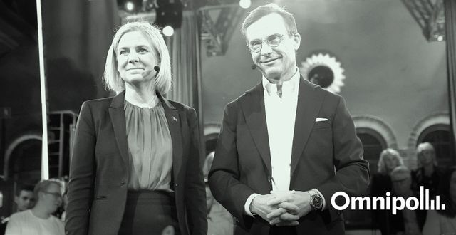 Magdalena Andersson (S) och Ulf Kristersson (M). Bild: TT. Grafik: Omni/David Nyman
