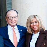 Klimatmöte i Paris: Från vänster Frankrikes president Emmanuel Macron, FN:s generalsekreterare Antonio Guterres, Världsbankens ordförande Jim Yong Kim samt Frankrikes presidentfru Brigitte Macron. 