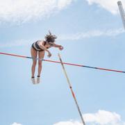 Angelica Bengtsson under Svenska Stavhoppstouren fjärde deltävling på Tibblevallen i Täby i juli i år.