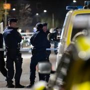Polisen på plats vid Hermodsdal under gårdagen. 