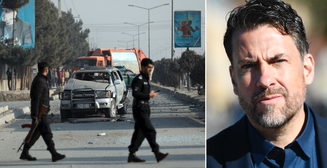 Vägbomb i Kabul i februari. Till höger: Migrationsverkets generaldirektör Mikael Ribbenvik.  TT