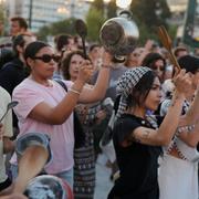 Demonstranter i Grekland protesterar mot kriget i Gaza.