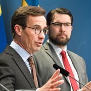 Statsminister Ulf Kristersson (M) och Sverigedemokraternas partiledare Jimmie Åkesson (SD). 