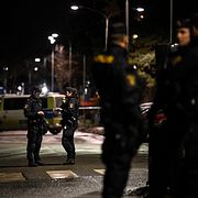 Polis och avspärrning i Bagarmossen.