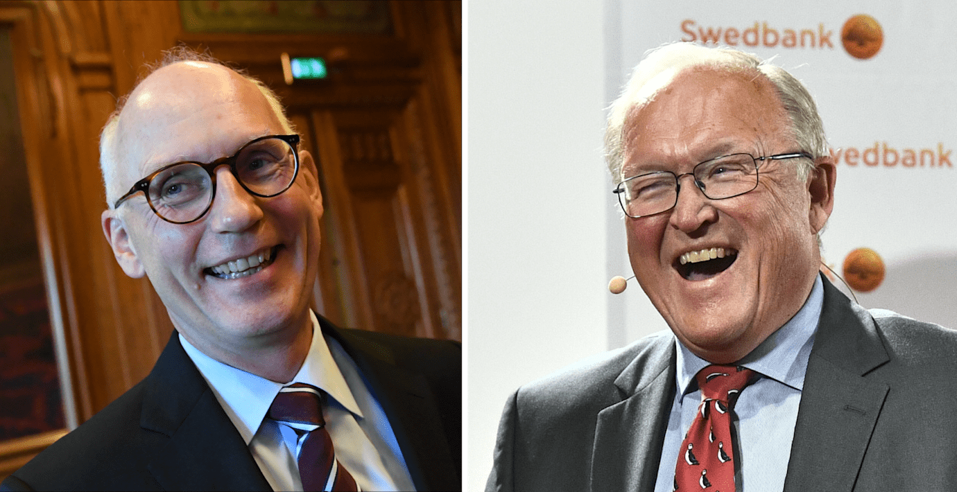 Handelsbankens och Swedbanks ordföranden Pär Boman och Göran Persson. Arkivbilder.