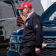 Trump på golfbanan på lördagen.