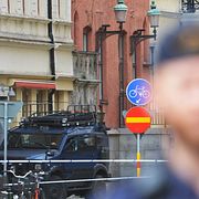 Avspärrningar i Malmö efter explosionen.