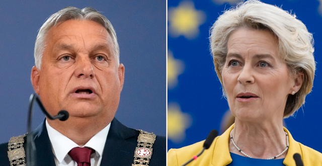 Viktor Orbán och EU-kommissionens ordförande Ursula von der Leyen.  TT