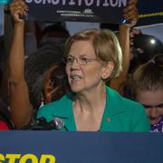 Den demokratiska senatorn Elizabeth Warren talade inför demonstranterna.