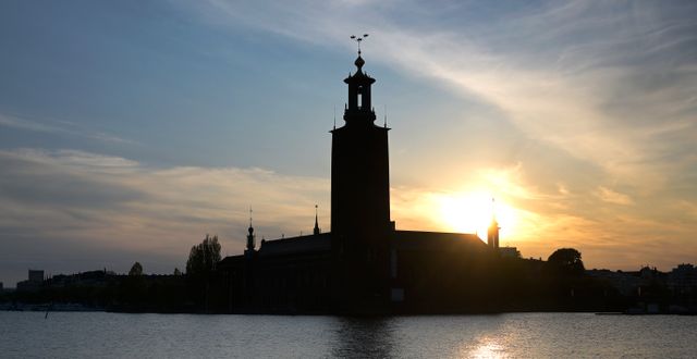 Solnedgång över Stadshuset, Stockholms stadshus. Janerik Henriksson/TT