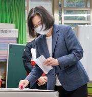 Tsai Ing-Wen röstar. Chang Hao-an / AP