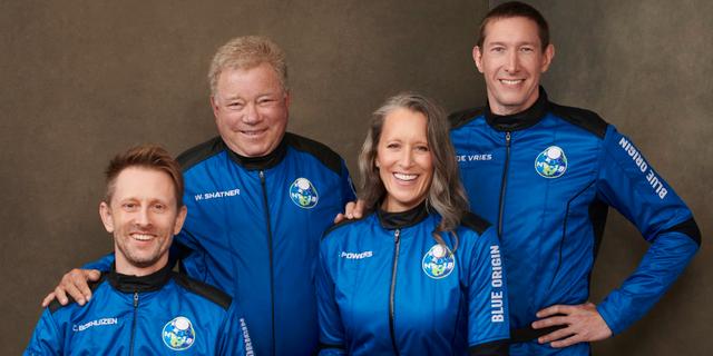Chris Boshuizen, William Shatner, Audrey Powers och Glen de Vries reser ut i rymden i dag. TT NYHETSBYRÅN